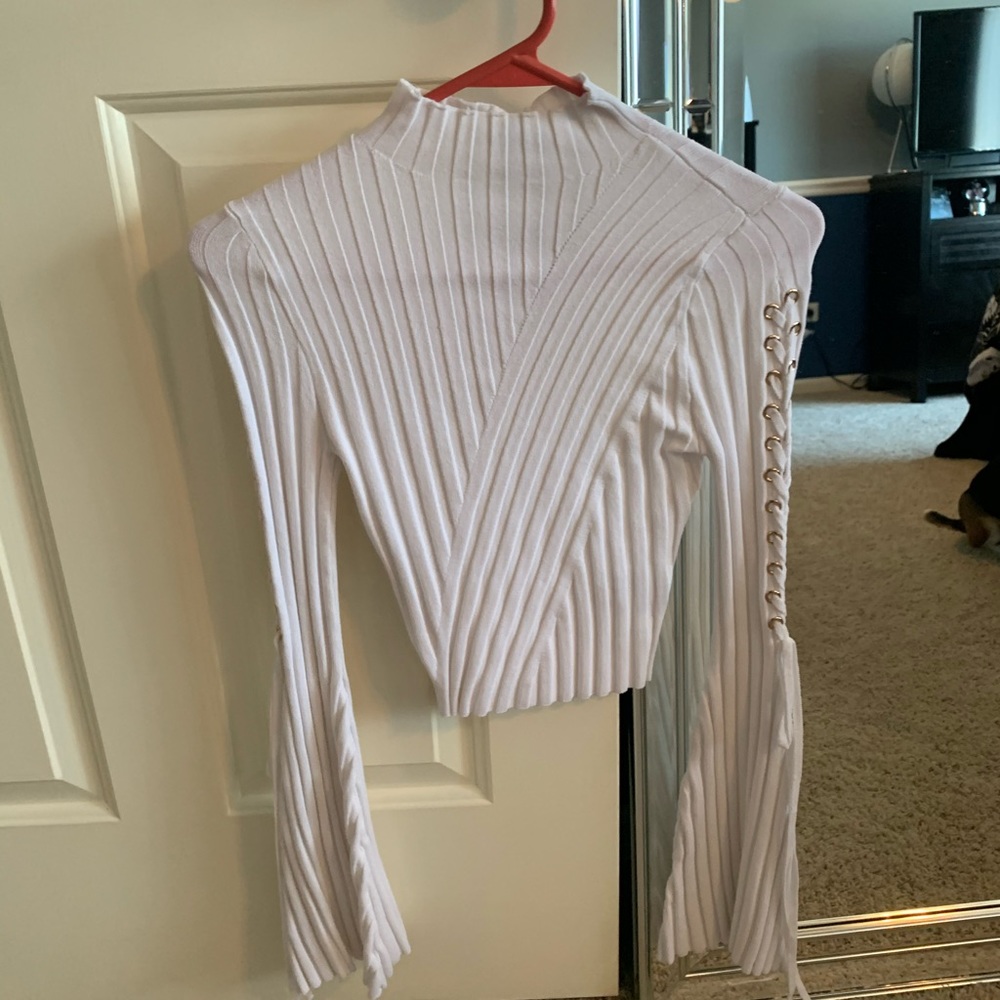 White Sweater Crop Top